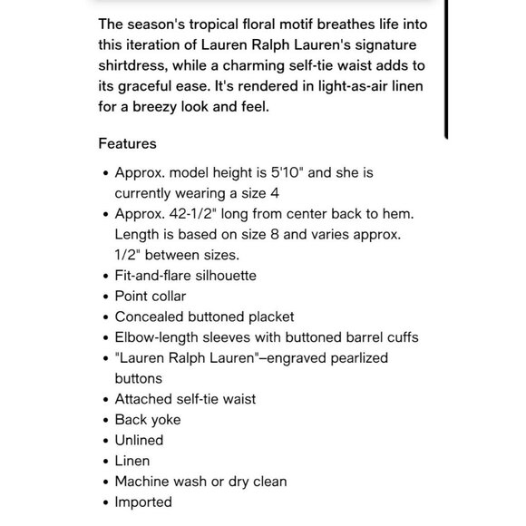 Lauren Ralph Lauren Linen Shirt Midi Dress Size 16W Black & White Self-Tie Waist - Picture 10 of 13